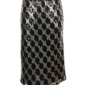 Eloquii Black and Silver Sequin Pencil Skirt